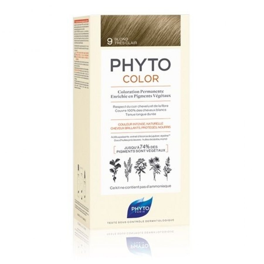 Phyto Color 9 Biondo Chiarissimo - Tinta Permanente Senza Ammoniaca, Colore Intenso e Naturale