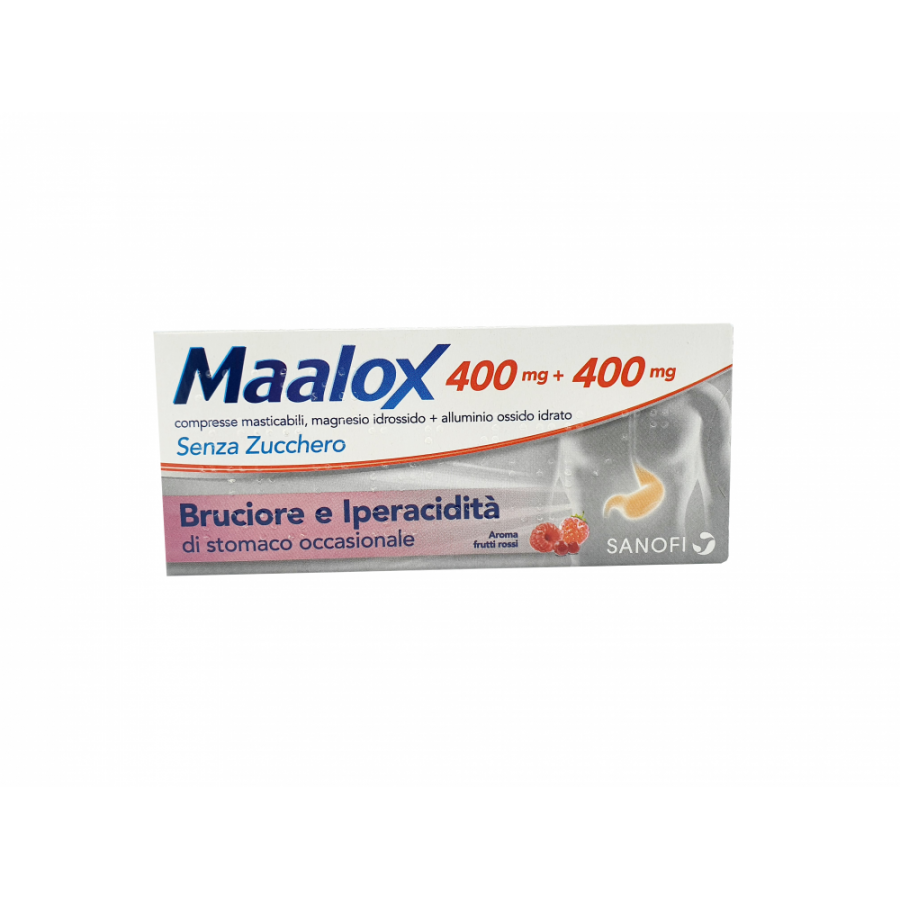 Maalox senza zucchero 400 mg + 400 mg - 30 compresse masticabili per il bruciore di stomaco