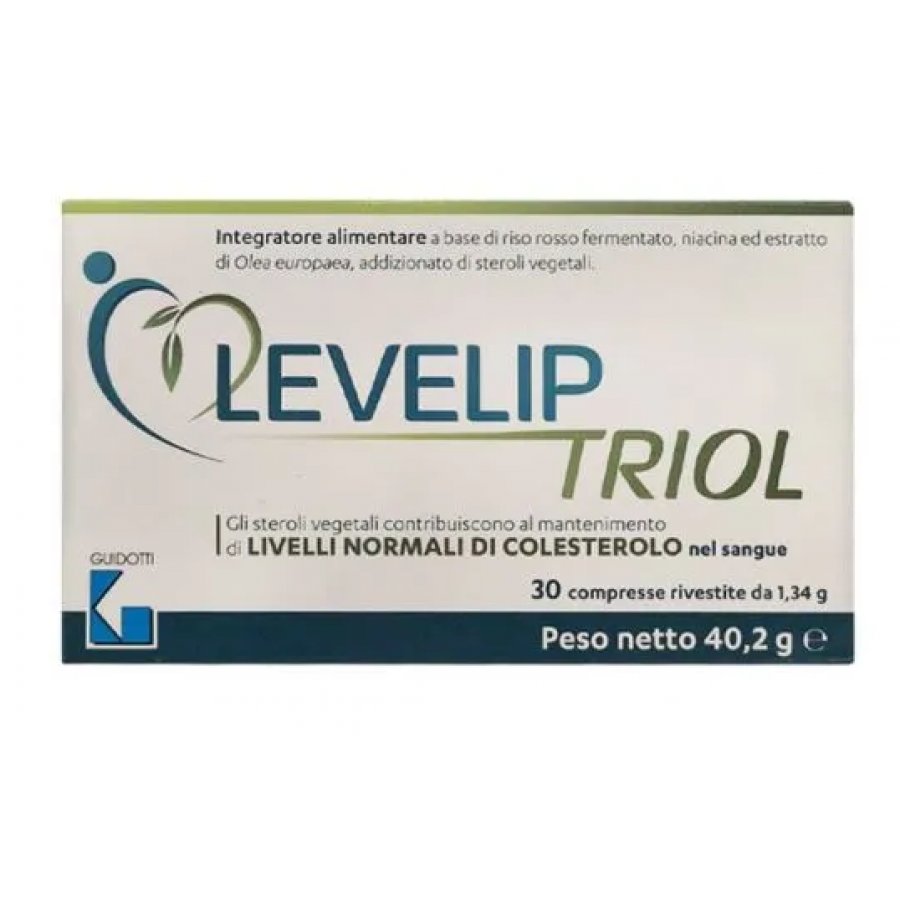 Levelip Triol 30 Compresse - Integratore per Colesterolo con Riso Rosso, Niacina e Policosanoli
