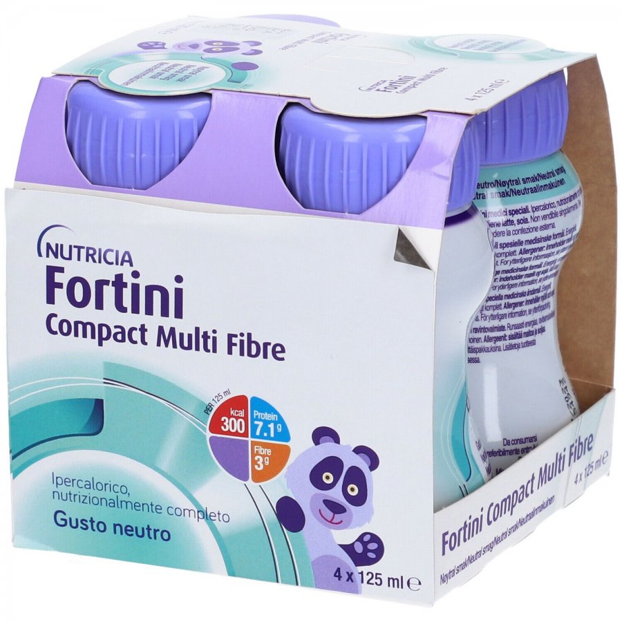 Fortini Compact Multi Fibre Gusto Neutro Nutricia 4x125ml - Supplemento Nutrizionale Orale per Bambini