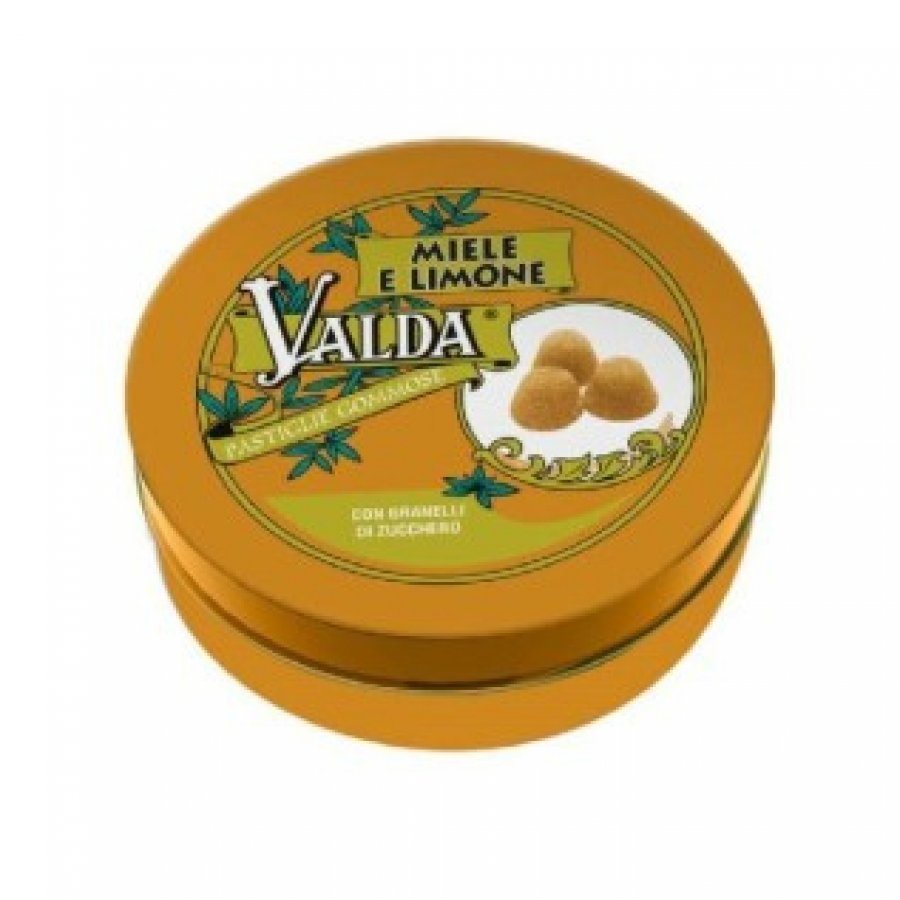 Valda - Pastiglie Gommose Con Zucchero Gusto Miele e Limone 50g - Dolcezza Naturale e Freschezza Citrica in Ogni Pastiglia