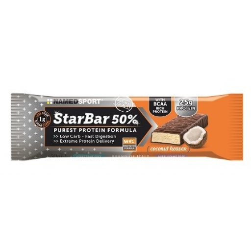 Named Sport - Starbar Coconut Heaven 50g - Barretta Proteica al Gusto di Cocco, Snack Nutriente da 50g per Sportivi Attivi
