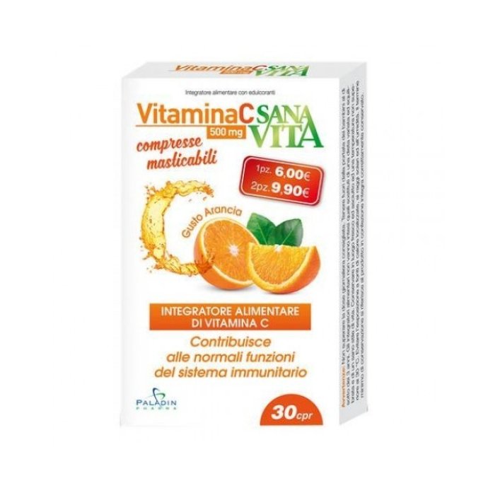 Sanavita Vitamina C 30 Compresse Masticabili - Integratore per il Sistema Immunitario 