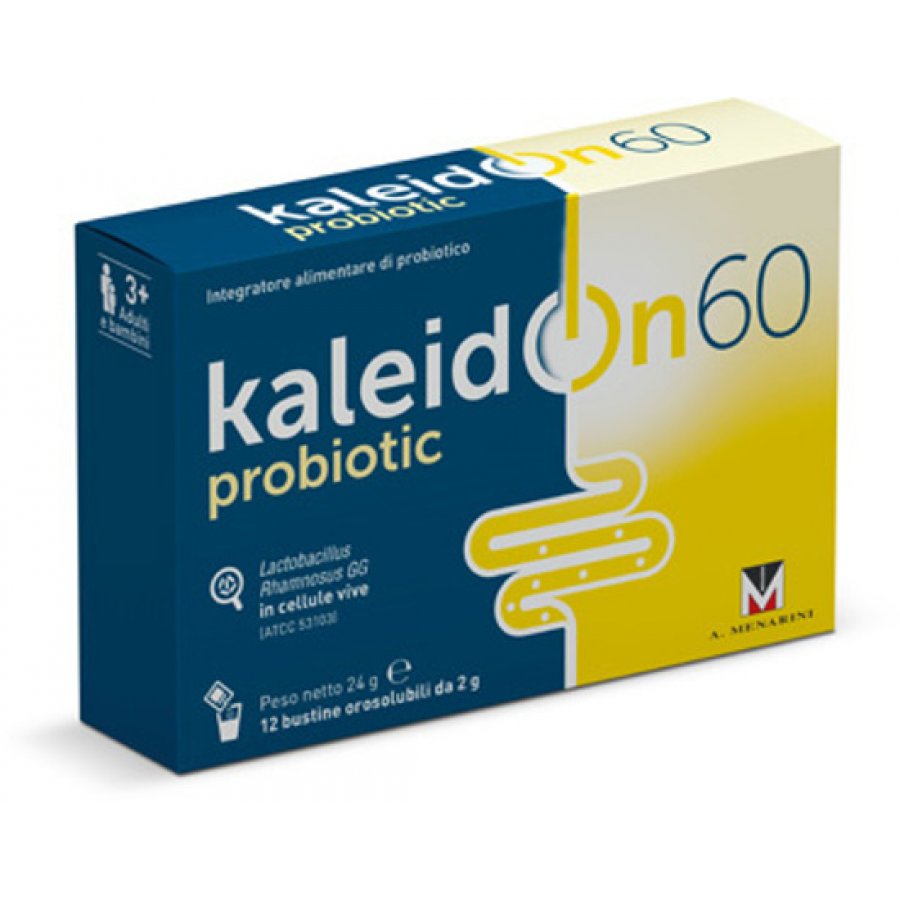 KaleidOn 60 Menarini 12 Bustine - Integratore Alimentare di Fermenti Lattici Viv (Lactobacillus Rhamnosus GG)