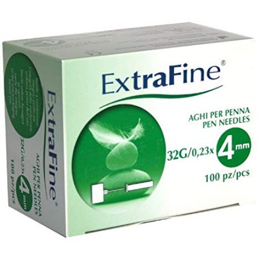 Ago Extrafine Gauge 32 4mm 100 Pezzi - Ago per Penna da Insulina