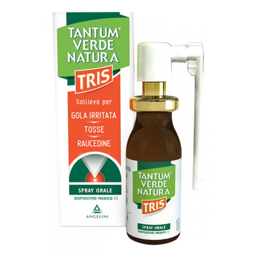 Angelini Tantum Verde Natura Tris Spray 15ml - Trattamento per Irritazioni Vie Aeree