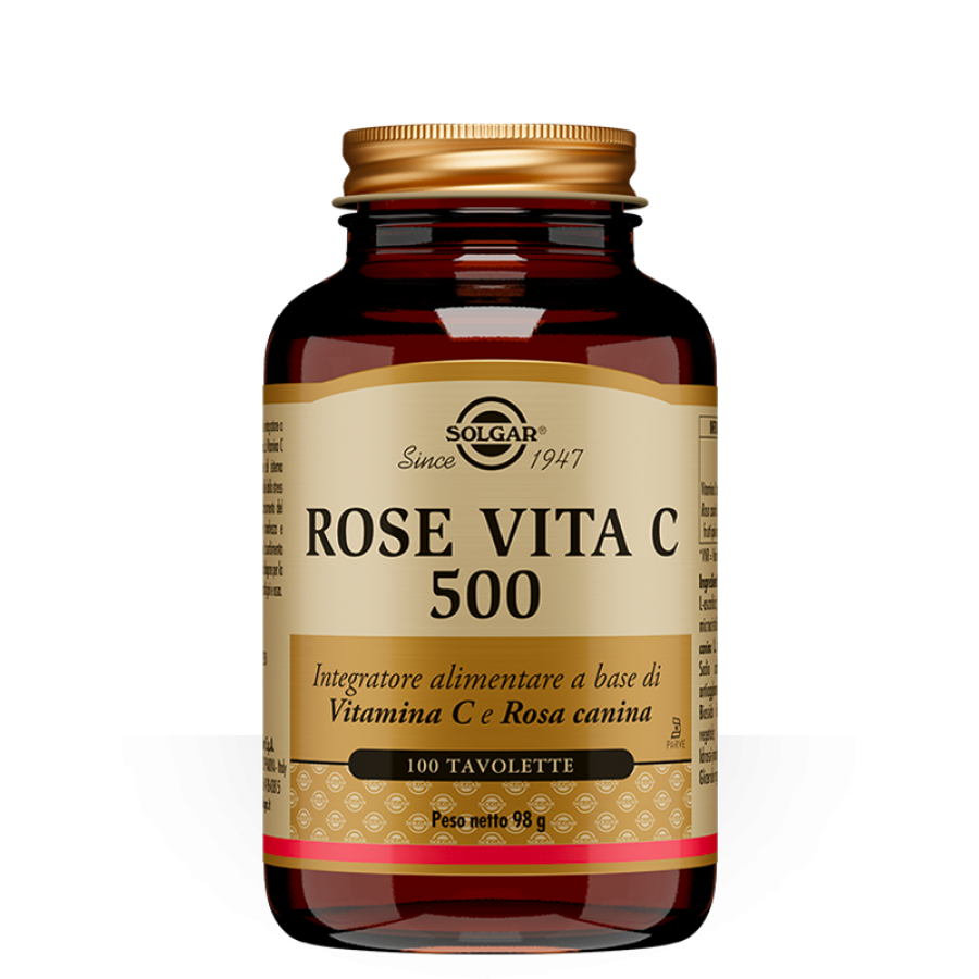 Solgar - Rose Vita C 500 100 Tavolette - Integratore di Vitamina C a Base di Rosa Canina