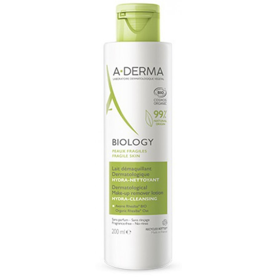 A-Derma Biology Latte Struccante Dermatologico Idra-Detergente 200ml - Delicatezza e Idratazione per la Tua Pelle