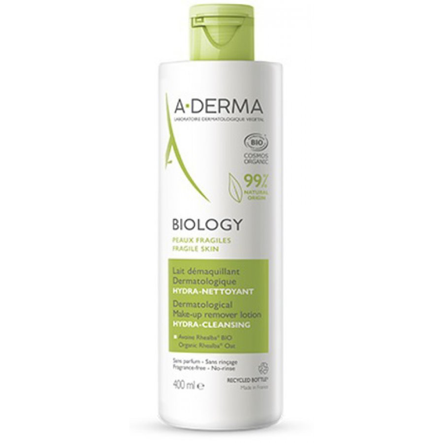 A-Derma Biology Latte Struccante Dermatologico Idra-Detergente 400ml - Pulizia Profonda e Delicata per la Tua Pelle