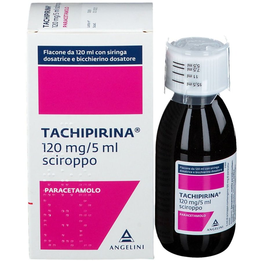 Angelini Tachipirina Sciroppo 120mg/5ml Flacone 120ml - Trattamento Febbre e Dolore
