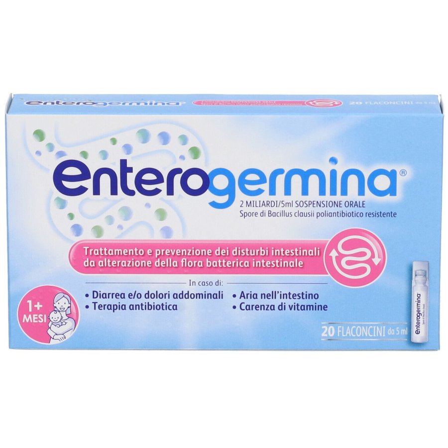 Enterogermina, 2 Miliardi/5ml Sospensione Orale, 20 Flaconcini