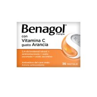 Benagol Vitamina C Gusto Arancia 36 Pastiglie Mal Di Gola - Antisettico
