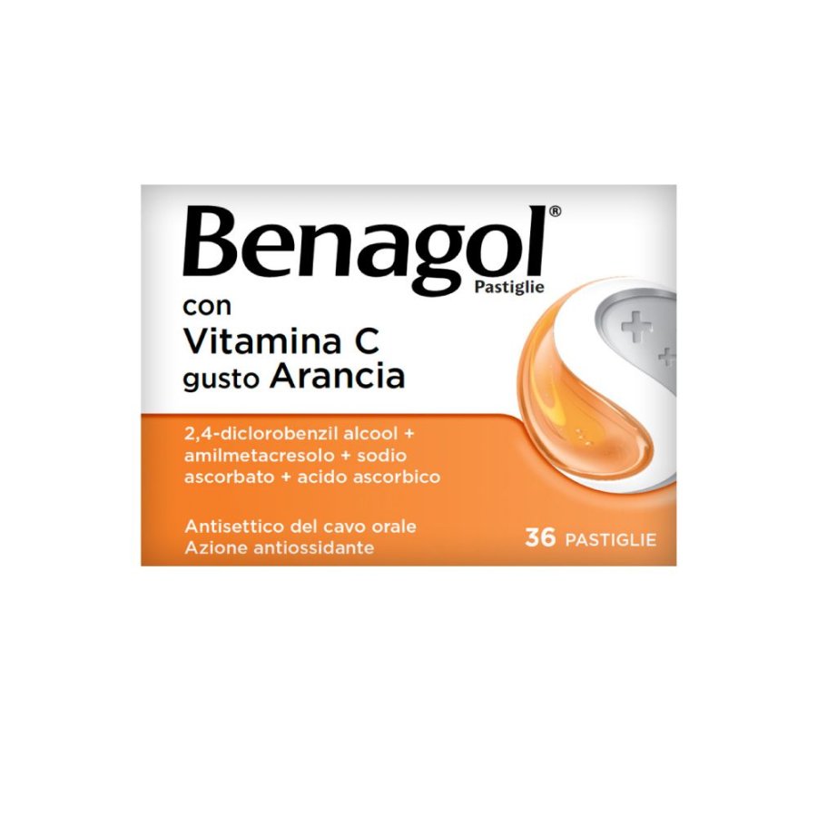 Benagol Vitamina C Gusto Arancia 36 Pastiglie Mal Di Gola - Antisettico