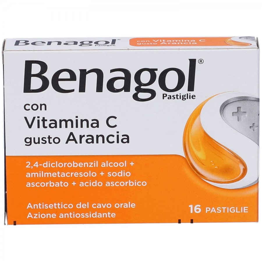 Benagol Vitamina C Gusto Arancia 16 Pastiglie Mal Di Gola - Antisettico