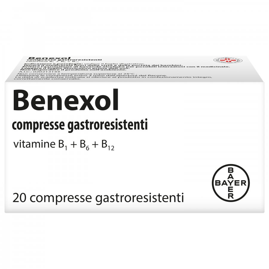 Benexol Compresse Gastroresistenti - Integratore di Vitamina B1, B6 e B12 - 20 Compresse