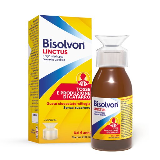 Bisolvon Linctus Sciroppo mucolitico per tosse grassa, 200 ml