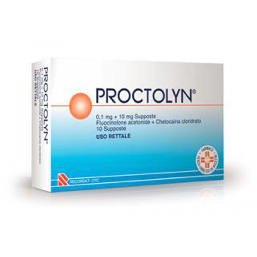 Proctolyn 0,1Mg + 10Mg Supposte - Trattamento antiemorroidale a base di corticosteroidi - Confezione da 10 supposte