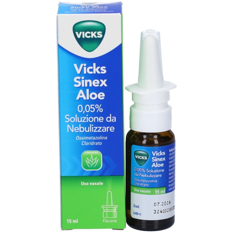 Vicks, Sinex Aloe Spray Nasale per Naso Chiuso, 15 ml