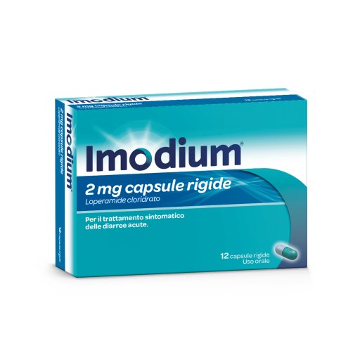 Imodium 2mg Loperamide Cloridrato, 12 Capsule Rigide, Trattamento Diarrea