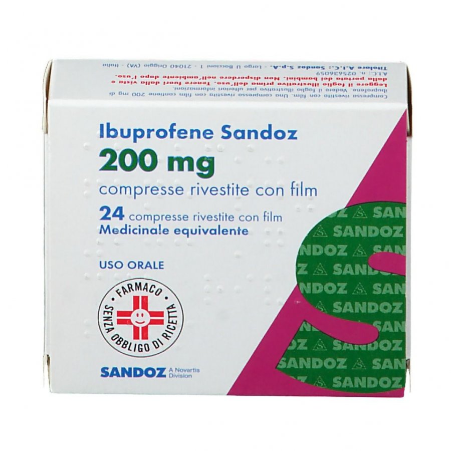 Ibuprofene Sandoz 200mg 24 Compresse Rivestite - Antinfiammatorio e Antireumatico Non Steroideo (FANS)