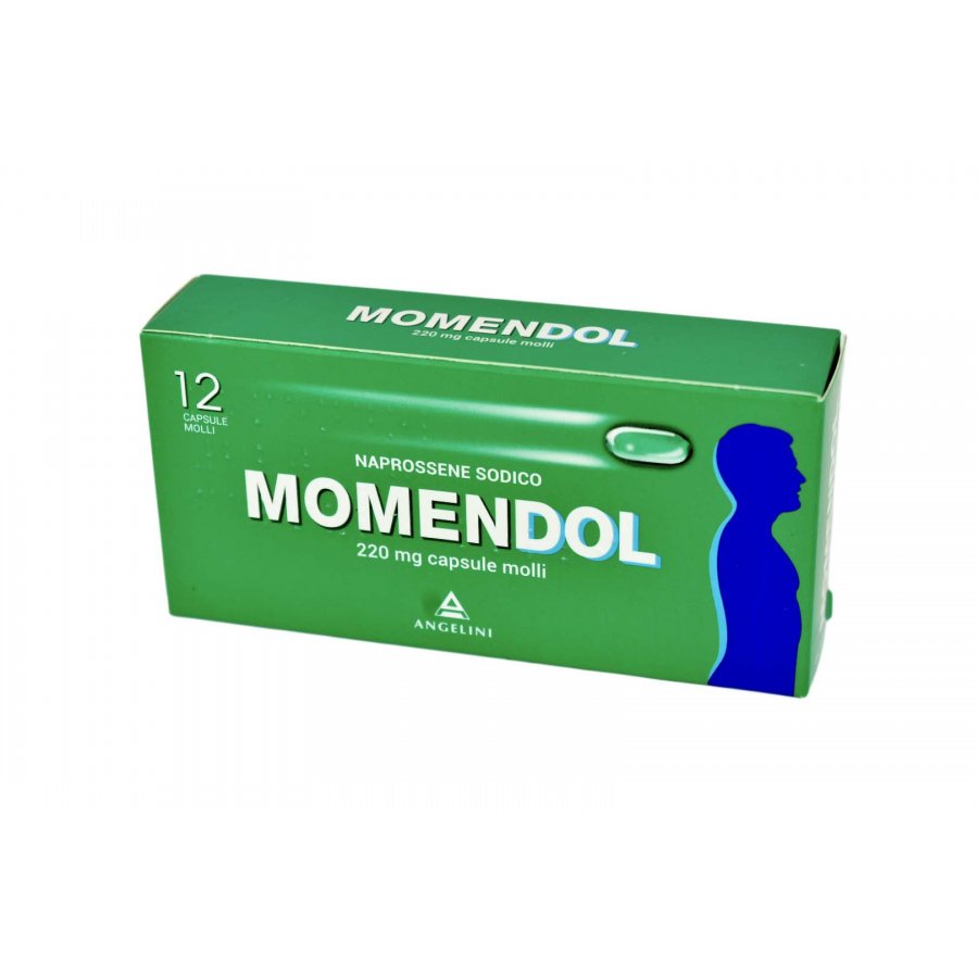 Momendol 12 Capsule Molli 220mg - Analgesico Antinfiammatorio - Trattamento per il mal di testa da cervicale