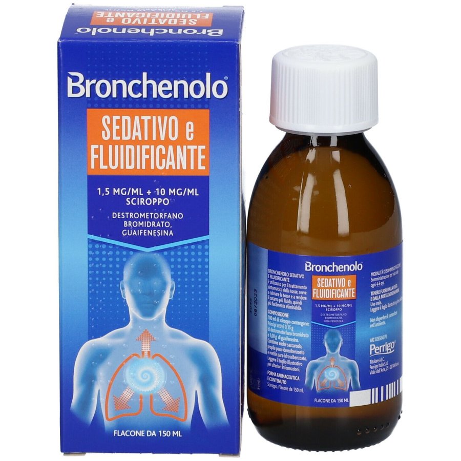 Bronchenolo Sedativo e Fluidificante Sciroppo 150ml, Rimedio Naturale per Tosse e Congestione