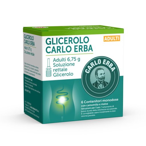 Carlo Erba Glicerolo Adulti 6,75g Soluzione Rettale - 6 Contenitori Monodose per Stitichezza Occasionale