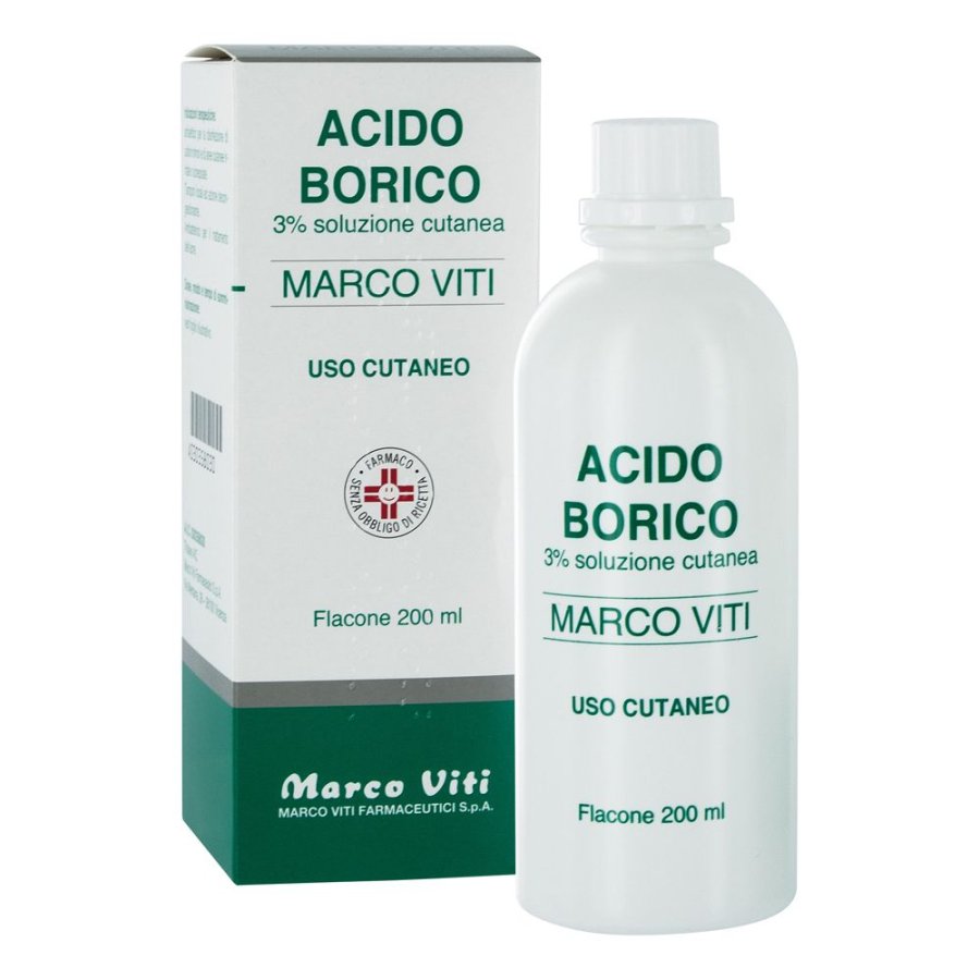 MV, Acido Borico 3% Soluzione Cutanea, 200 ml