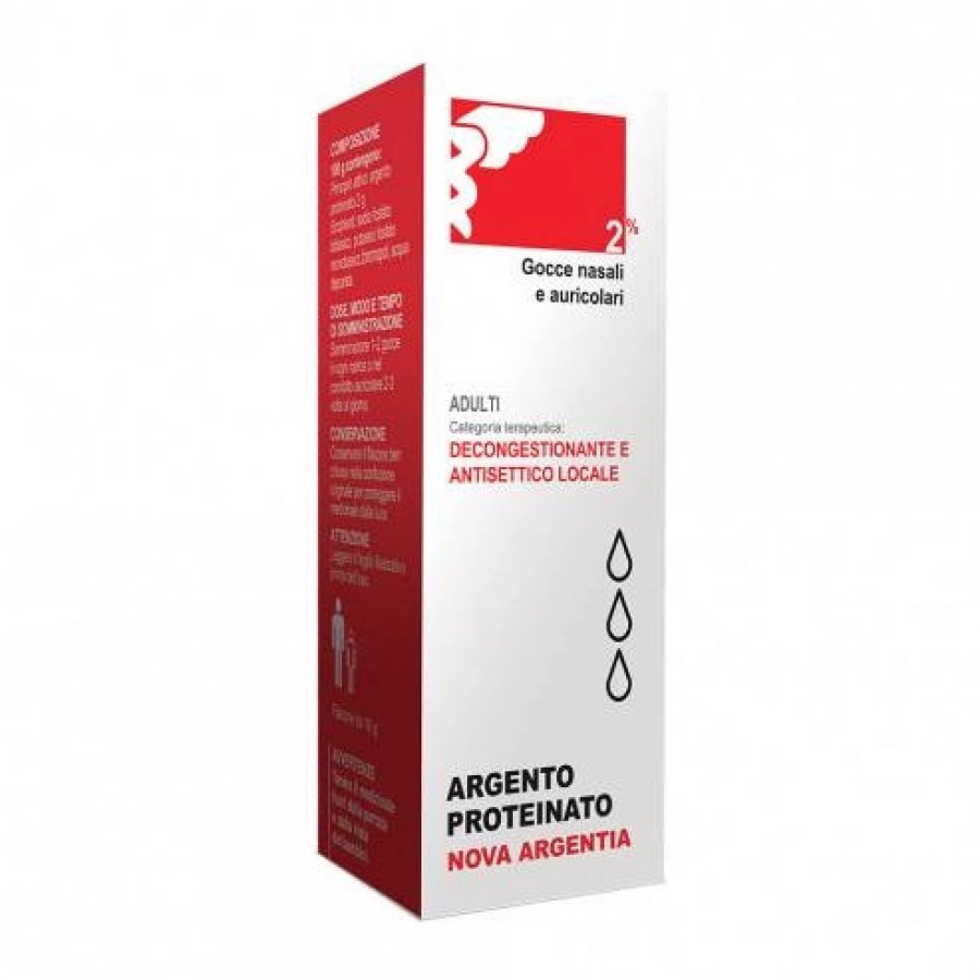 Argento Proteinato 2% Gocce Nasali 10ml - Decongestionante e Antisettico per Naso e Orecchie