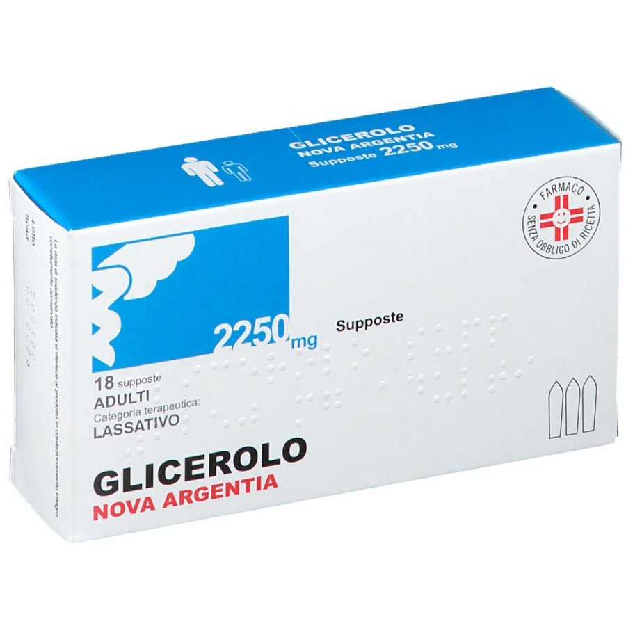 Glicerolo Adulti 18 Supposte 2500mg - Trattamento Rapido per Stipsi Occasionale