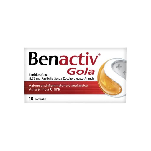 Benactiv Gola - 16 Pastiglie Gusto Arancia Senza Zucchero