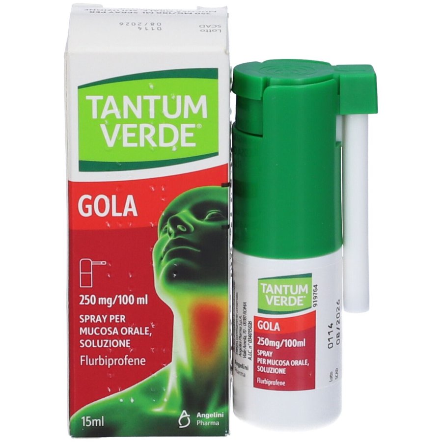 Tantum Verde Gola Nebulizzatore 15ml 0,25% - Trattamento Antiinfiammatorio per Fastidi Orolaringei
