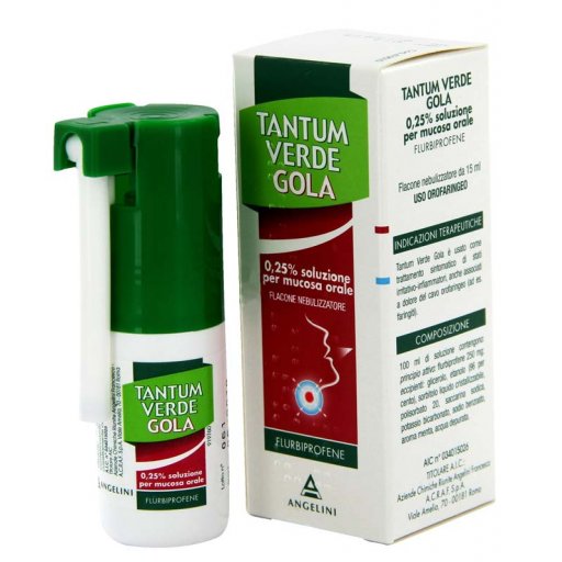 Angelini Tantum Verde Gola Nebulizzatore 15ml 0,25% - Trattamento Antiinfiammatorio per Fastidi Orolaringei