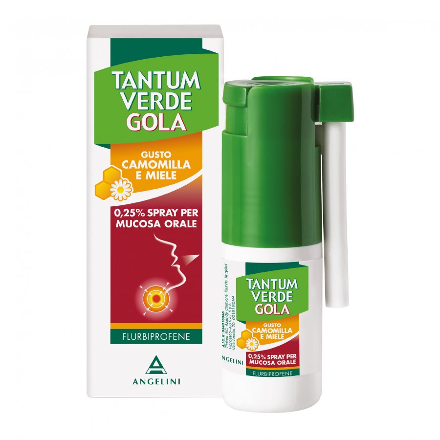 Angelini Tantum Verde Gola 0,25% Spray Mucosa Orale Gusto Camomilla E Miele 15ml