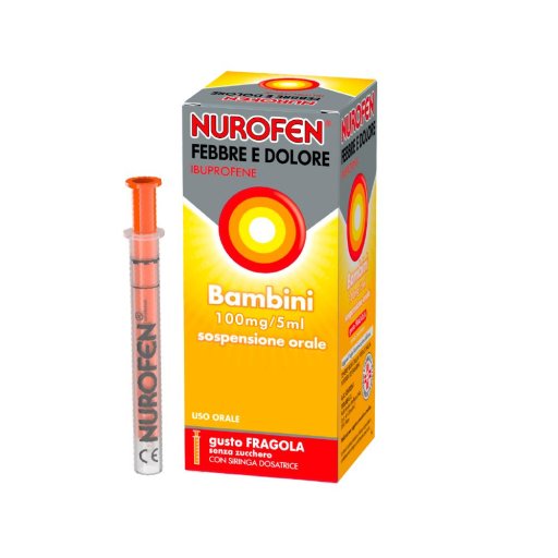 Nurofen Febbre e Dolore Bambini 100mg/5ml Sciroppo 150ml Gusto Fragola - Sollievo Rapido per i Piccoli