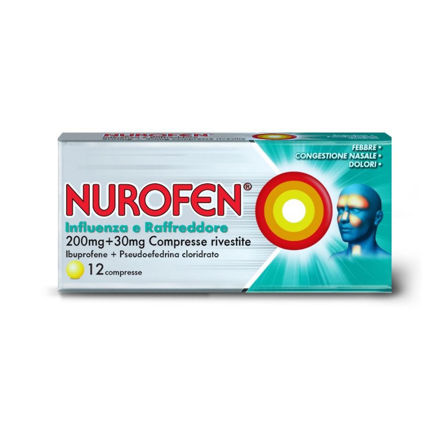 Nurofen Influenza e Raffreddore 200+30mg 12 Compresse Rivestite - Sollievo Rapido