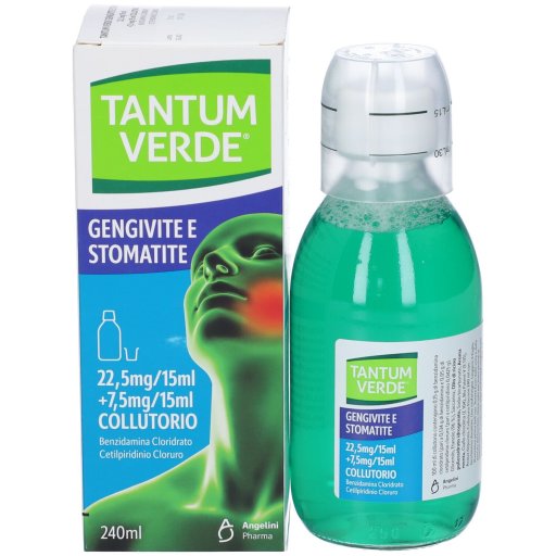 Tantum Verde Bocca Collutorio 240ml - Antisettico, Antinfiammatorio ed Antidolorifico per Irritazioni della Bocca e delle Gengive