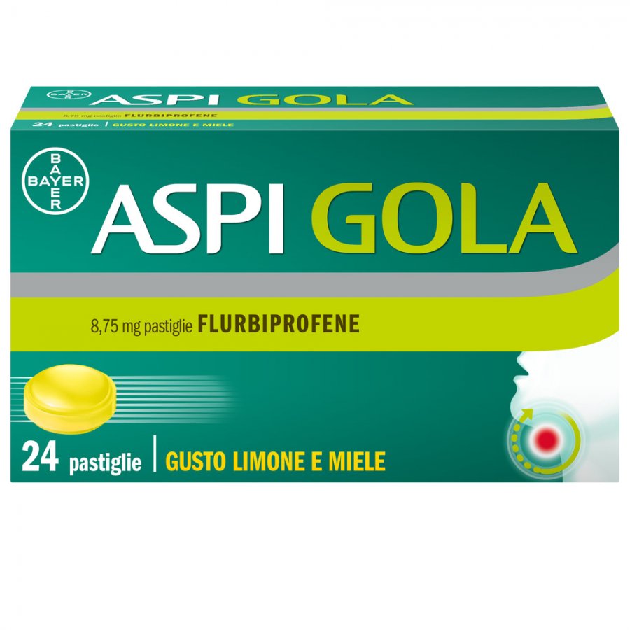 Aspi Gola Caramelle Antinfiammatorio e Antidolorifico - 24 Pastiglie - Limone/Miele