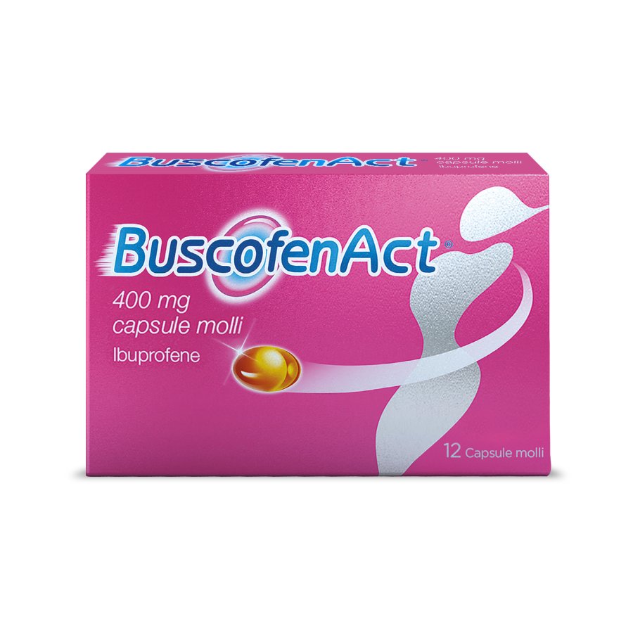 BuscofenAct 12 capsule, ibuprofene contro dolori forti da ciclo BuscofenAct 12 capsule, ibuprofene contro dolori forti da ciclo