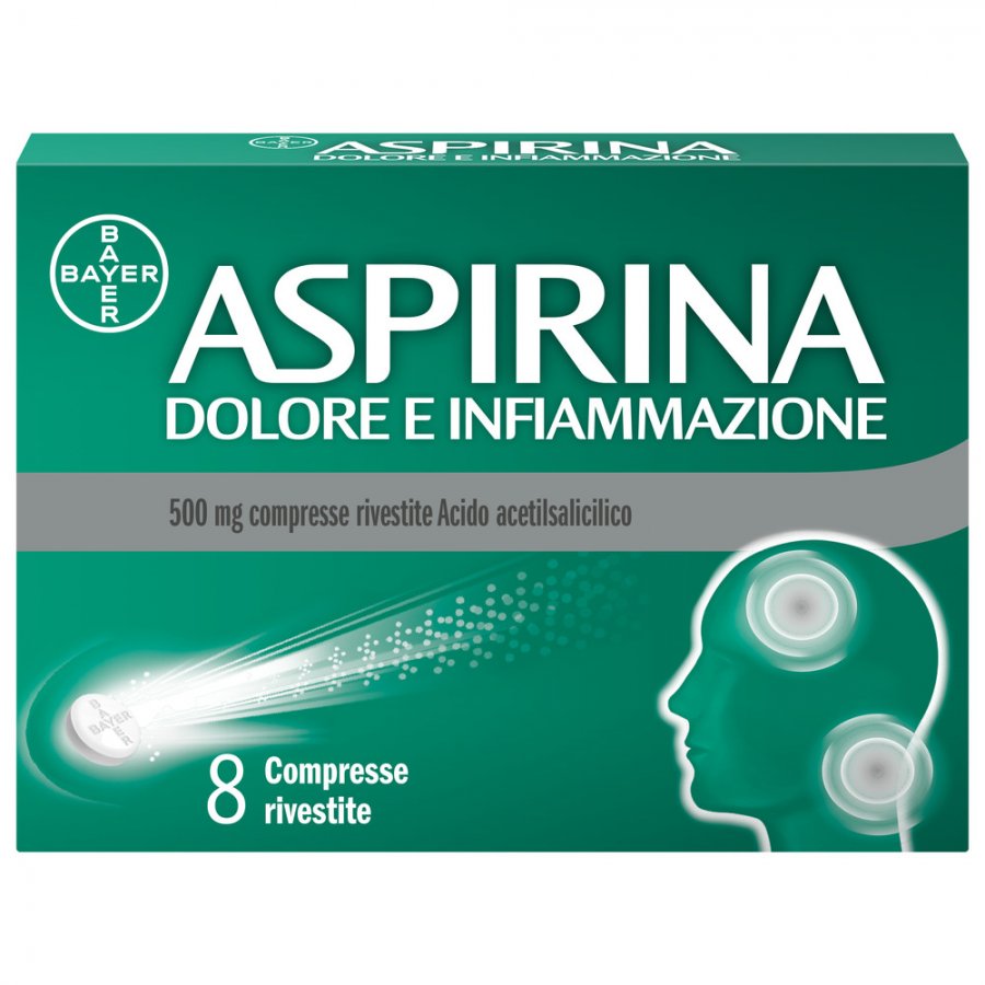 Aspirina Dolore e Infiammazione - 8 Compresse Rivestite - Antidolorifico e Antinfiammatorio