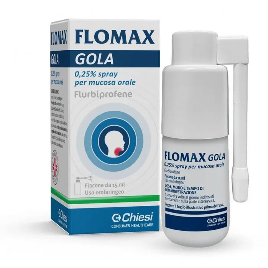 Flomax Gola Spray per Mucosa Orale 0,25% 15ml - Trattamento Infiammatorio Orale e Gengivale - Farmaci Antinfiammatori Non Steroidei