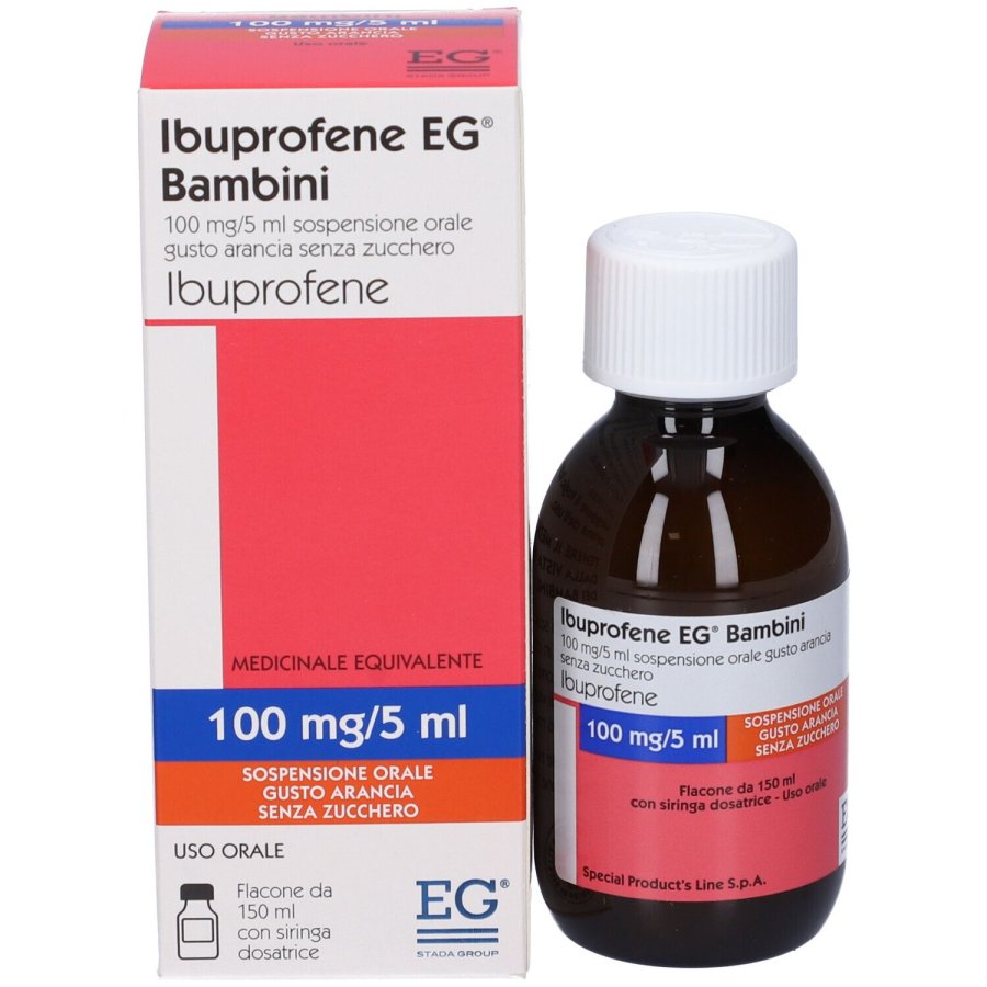 Ibuprofene 100 mg/5 ml Bambini Gusto Arancia, 150 ml