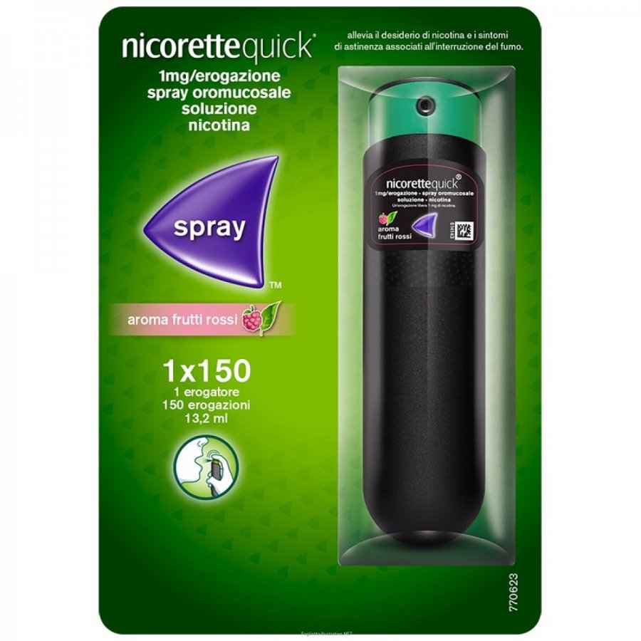 Nicorette Quick Spray Menta 13ml - Spray Oromucosale per il Trattamento della Dipendenza da Nicotina