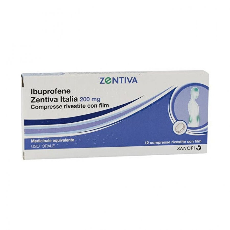 Zentiva Ibuprofene 200mg 12 Compresse Rivestite - Allevia Mal di Testa, Emicrania, Dolori Muscolari e Altro