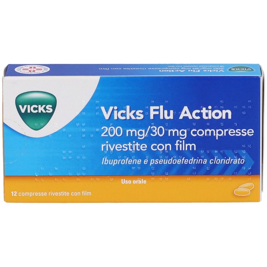 VICKS Flu Action, 12 Compresse Raffreddore e Influenza VICKS Flu Action, 12 Compresse Raffreddore e Influenza