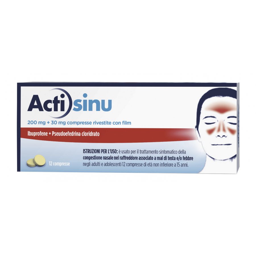 Actisinu 12 Compresse 200mg+30mg - Sollievo Congestione Nasale e Sintomi Influenzali