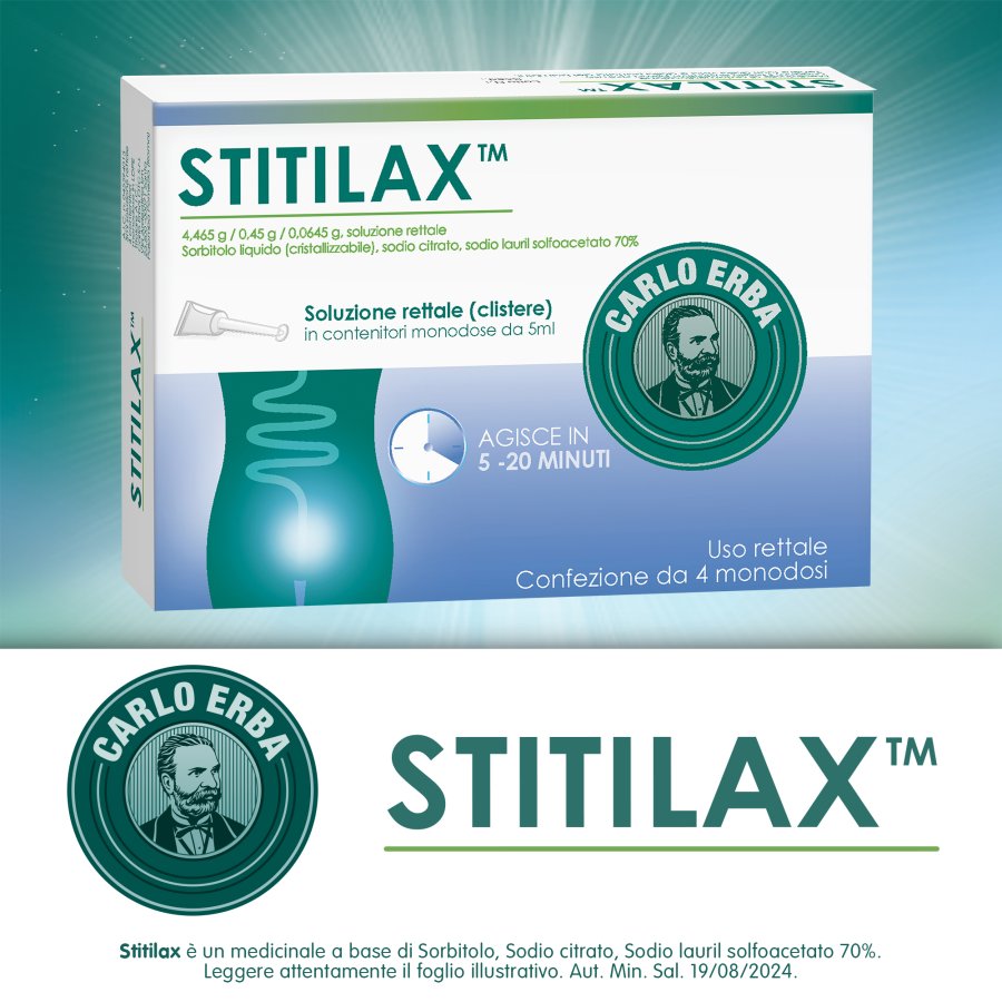 Carlo Erba, Stitilax Soluzione Rettale per la Stitichezza, 4 Clisteri