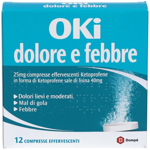 Dompé, Oki Dolore e Febbre 25mg, 12 Compresse Effervescenti
