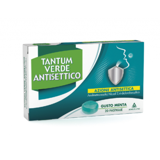 Angelini Tantum Verde Antisettico 20 Pastiglie Gusto Menta - Trattamento per il Cavo Faringeo
