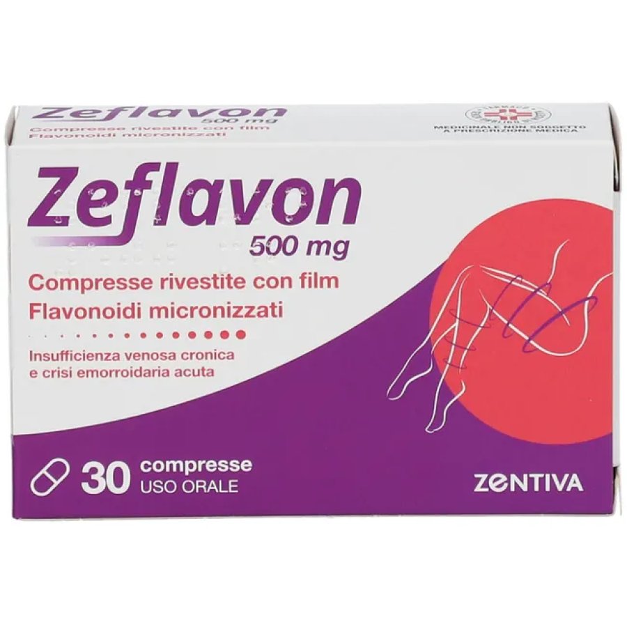 Zeflavon 500mg Flavonoidi micronizzati per Insufficienza Venosa e Crisi Emorroidaria, 30 Compresse